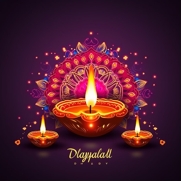 Ilustración del feliz Diwalifestival de luces coloridas