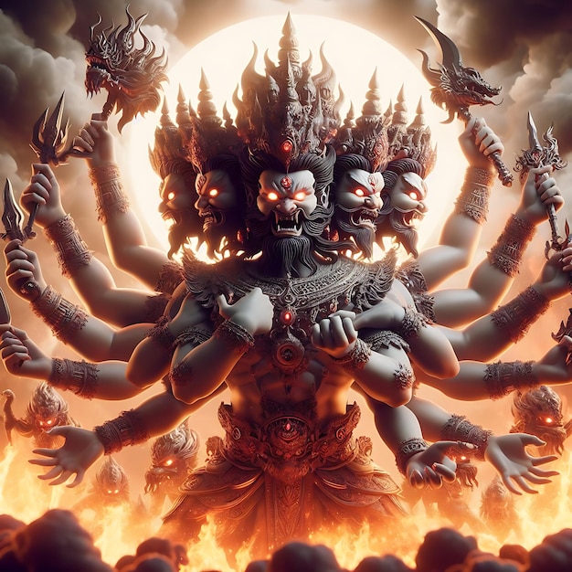 Foto ilustración de feliz dussehra y ravana