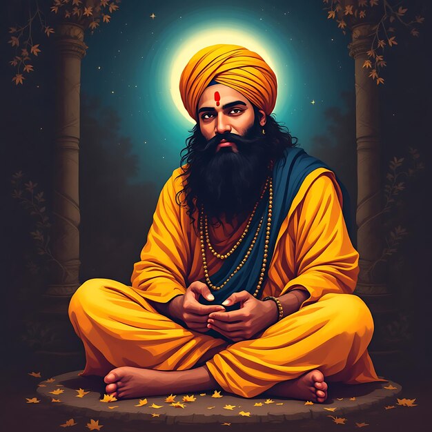 Ilustración del feliz Guru Gobind Singh Jayanti
