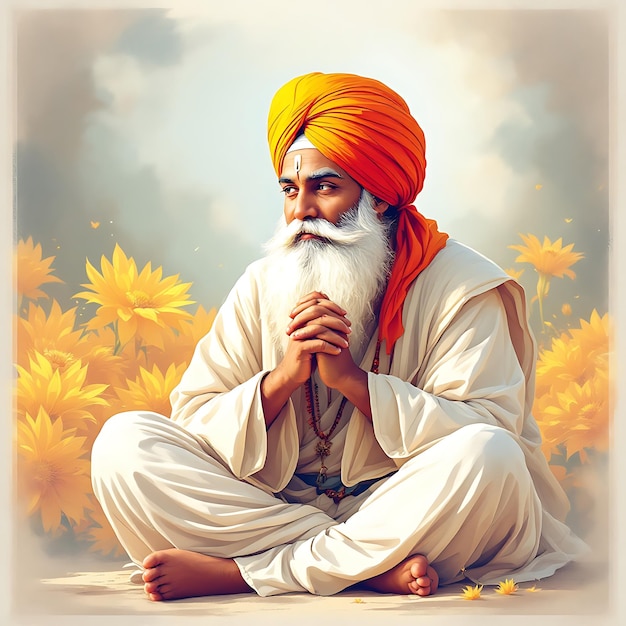 Ilustración del feliz Guru Gobind Singh Jayanti
