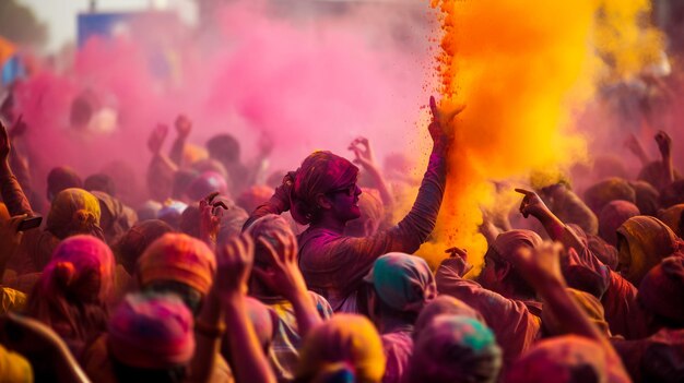 Ilustración de Feliz Holi Fondo para el Festival de los Colores saludos de celebración