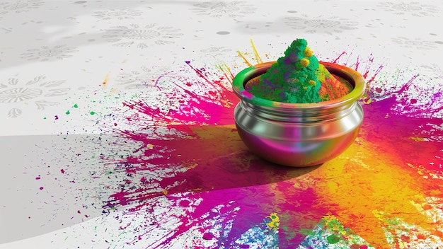 Ilustración de Feliz Holi en texto colorido