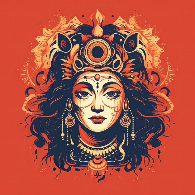 Ilustración de Feliz Navratri Ilustración vectorial Maa Durga hermoso Generativo ai