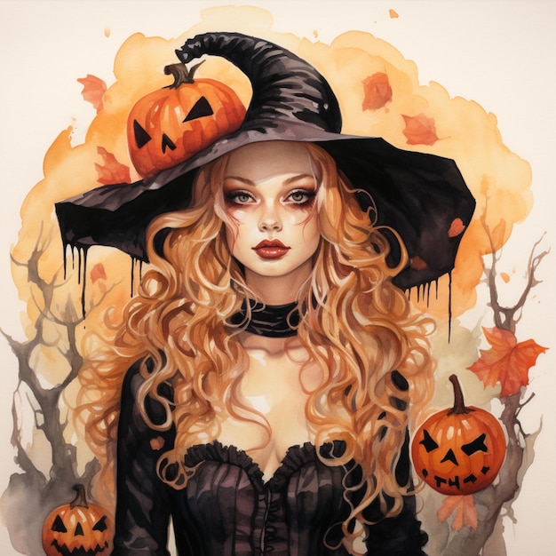 ilustración femenina con tema halloween