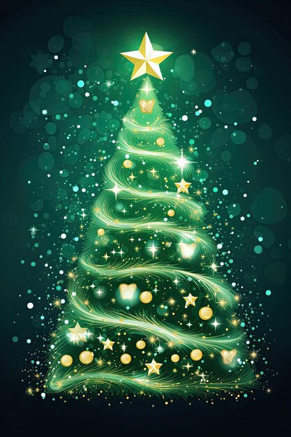 Foto ilustración festiva de navidad con árbol de navidad decorado