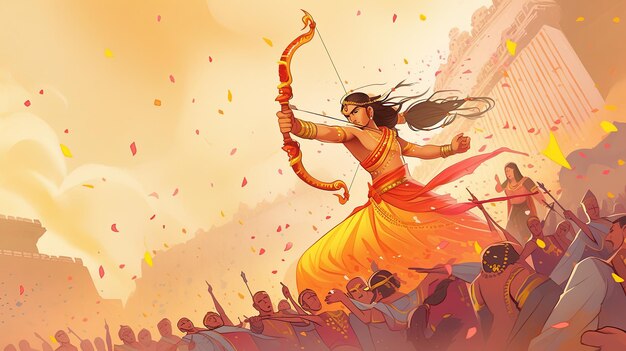 Ilustración del festival de Rama Navami en amarillo