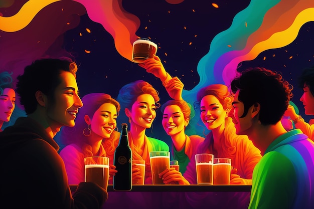 ilustración de fiesta de amigos