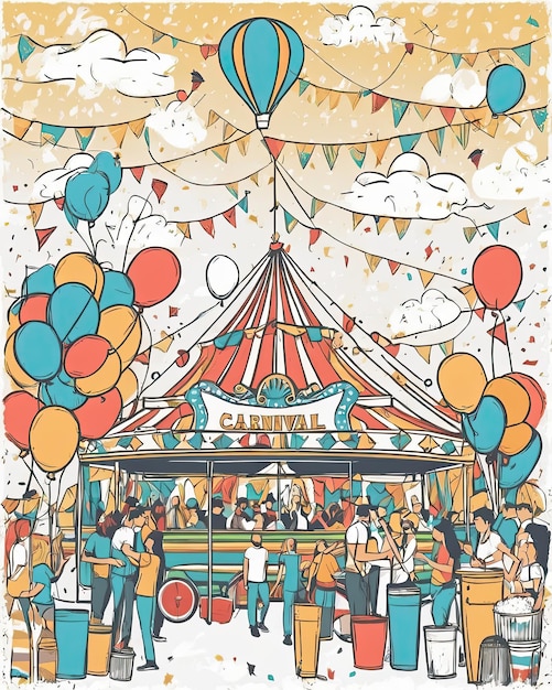 Ilustración de fiesta de carnaval para diseño de carteles
