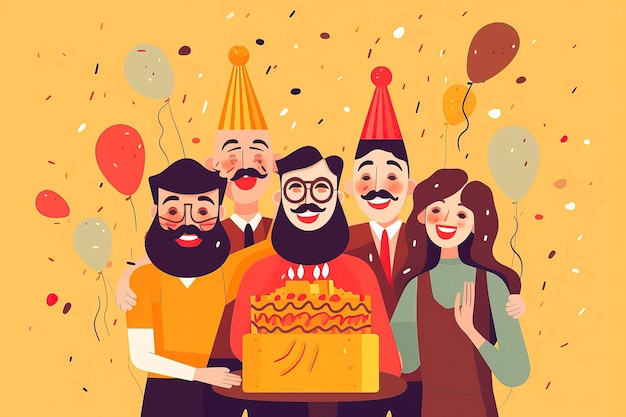 Ilustración de la fiesta de cumpleaños Idea IA generativa