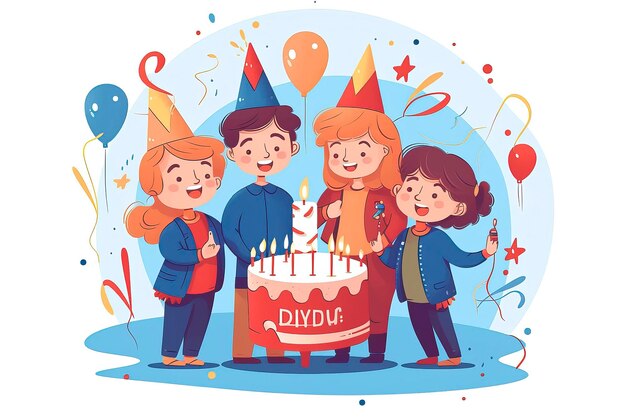 Ilustración de la fiesta de cumpleaños Idea IA generativa