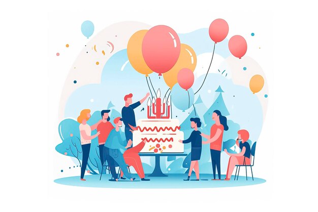 Ilustración de la fiesta de cumpleaños Idea IA generativa