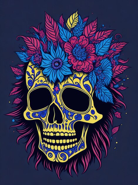 Foto ilustración de la fiesta mexicana de un día gótico de la calavera muerta