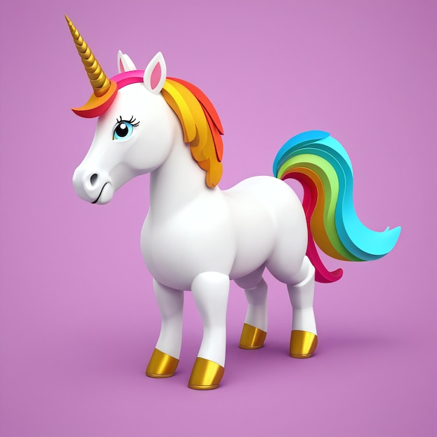 Foto ilustración de la figurita de unicornio en 3d