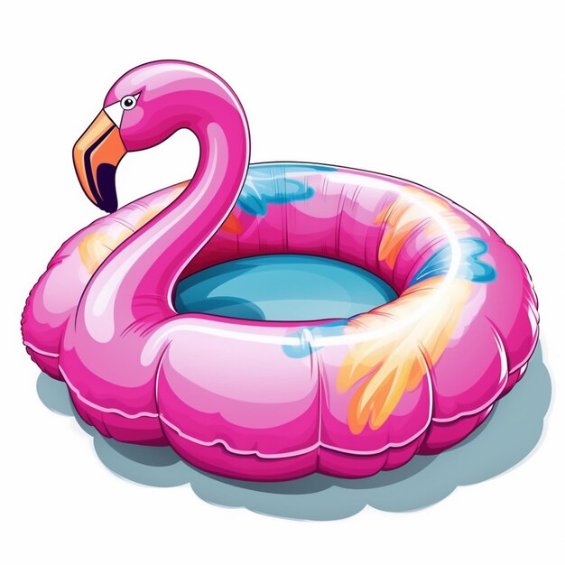 Ilustración de un flamenco rosado flotador de piscina inflable generativo ai