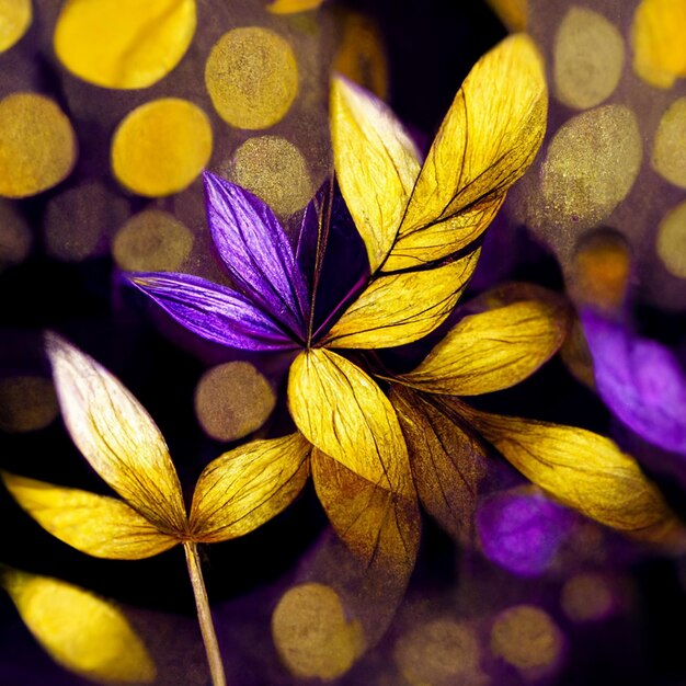 Ilustración de flor abstracta púrpura y amarilla