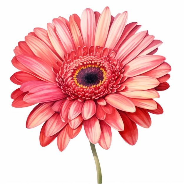 Ilustración De Flor Gerbera Acuarela Hiperrealista Sobre Fondo Blanco