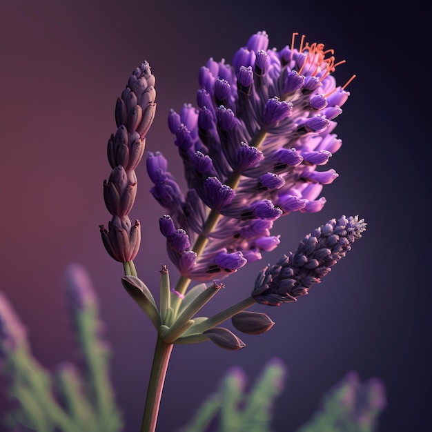 Ilustración de flor de lavanda. IA generativo.