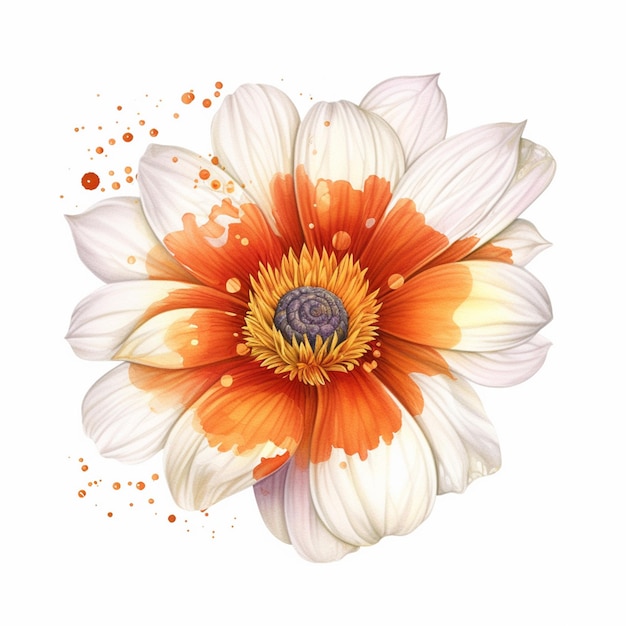 Una ilustración de una flor naranja y blanca en forma de corazón