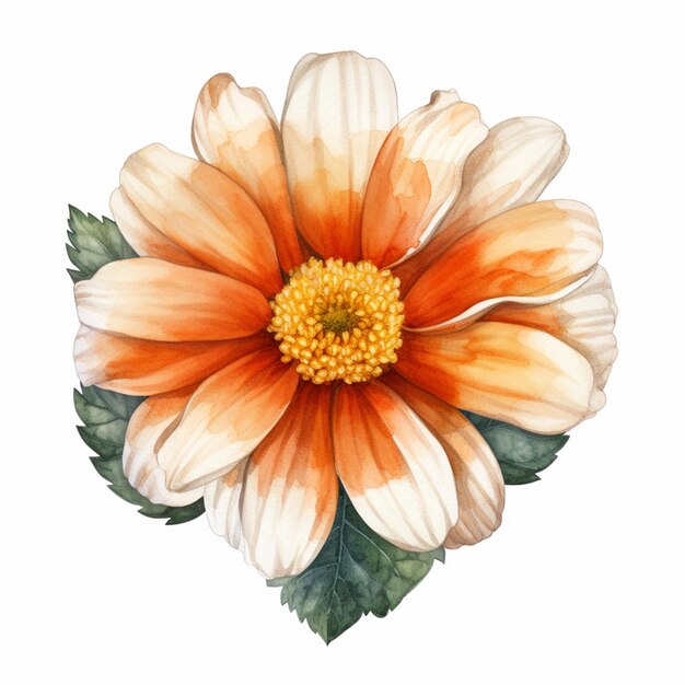 Una ilustración de una flor naranja y blanca en forma de corazón