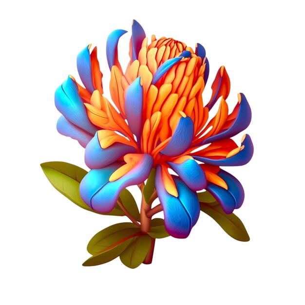 Foto ilustración de la flor del rododendro naranja azul violeta para diseños vibrantes