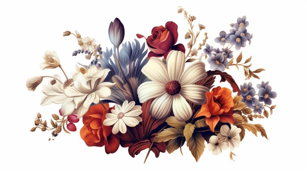 Ilustración floral de la época Ai Generative