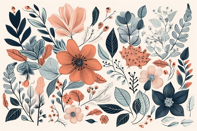 Una ilustración floral con un fondo floral.