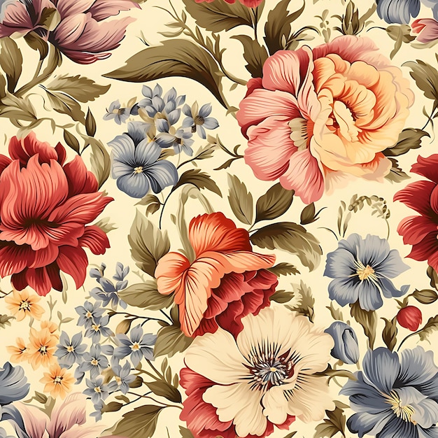 Ilustración floral vintage de patrones sin fisuras para estampados y textiles