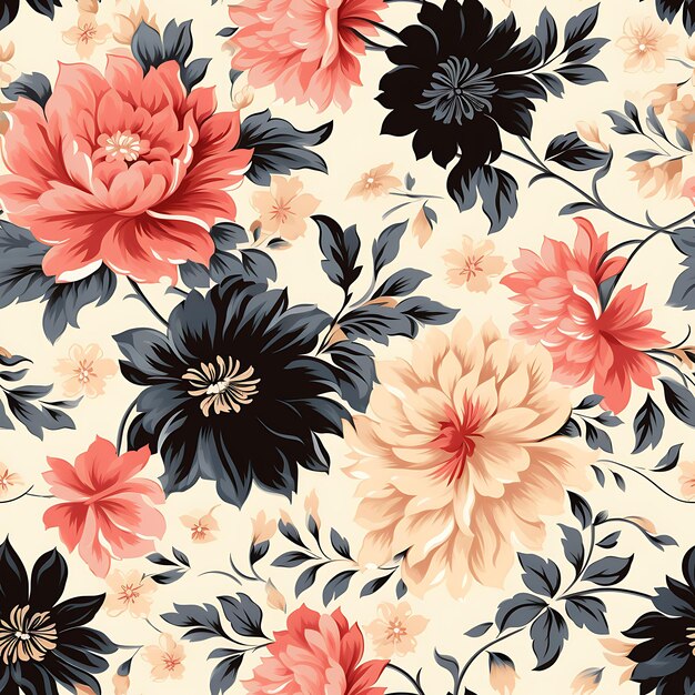 Ilustración floral vintage de patrones sin fisuras para estampados y textiles