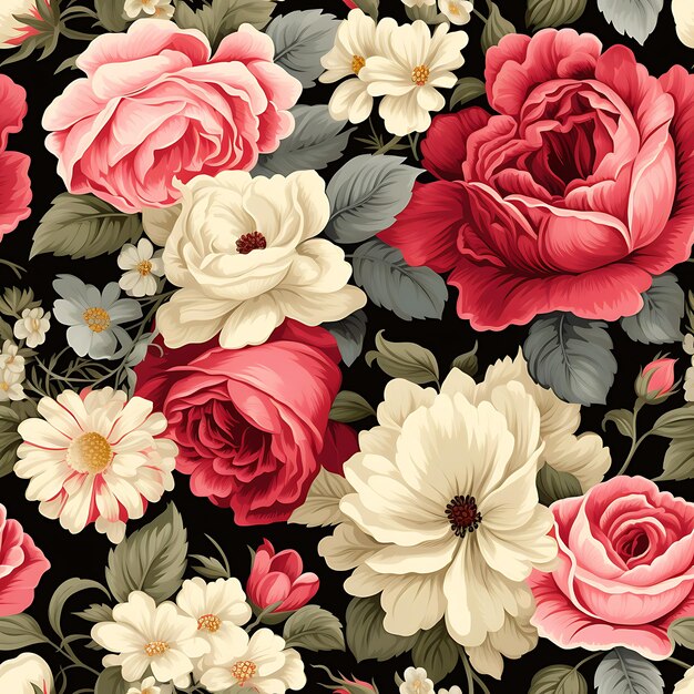 Ilustración floral vintage de patrones sin fisuras para estampados y textiles