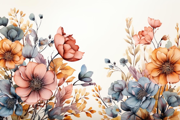 Ilustración de flores de acuarela con espacio de copia