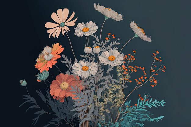 Ilustración de flores en aislamiento