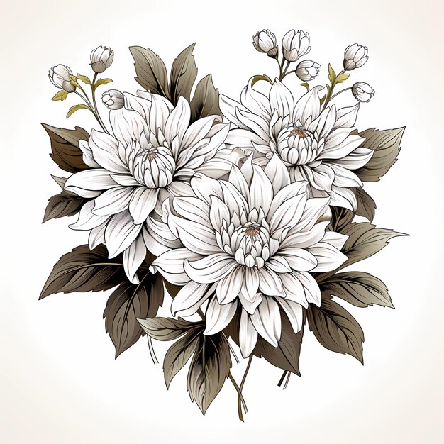 Ilustración de flores de aster de estilo vintaje