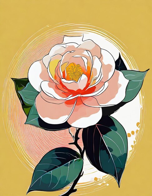 Ilustración de las flores de camelia