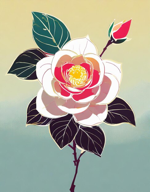 Ilustración de las flores de camelia