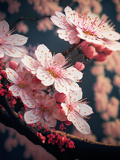 Foto ilustración de flores de cerezo como fondo