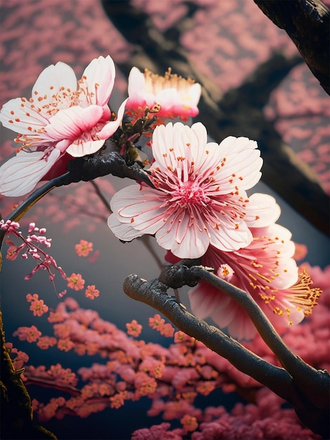 Foto ilustración de flores de cerezo como fondo