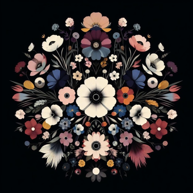 Ilustración de flores de colores