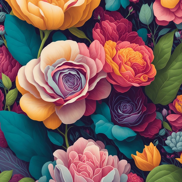 Ilustración de flores de colores