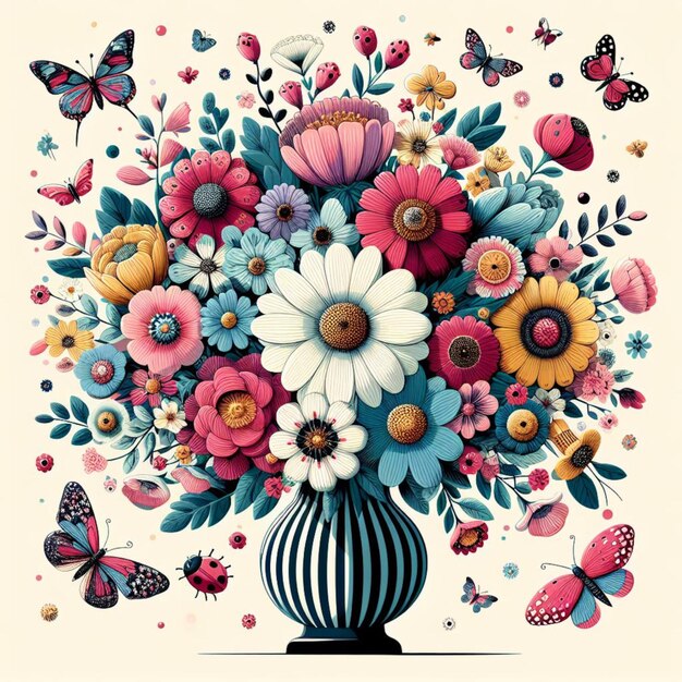 Ilustración de flores coloridas en acuarela