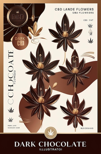 Ilustración de flores de lujo de CBD