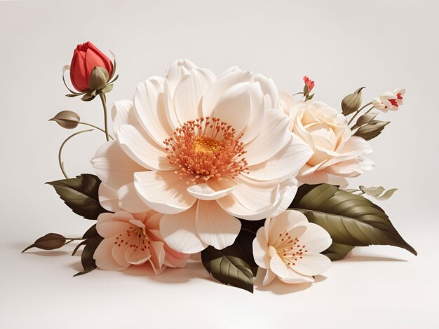 Foto ilustración de flores sobre un fondo blanco