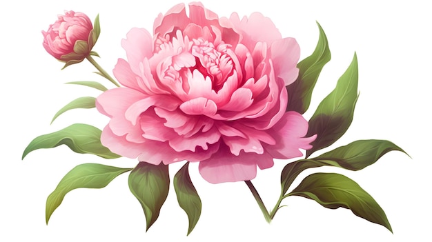 Ilustración de flores de stock vectorial peonía rosada sobre un fondo blanco