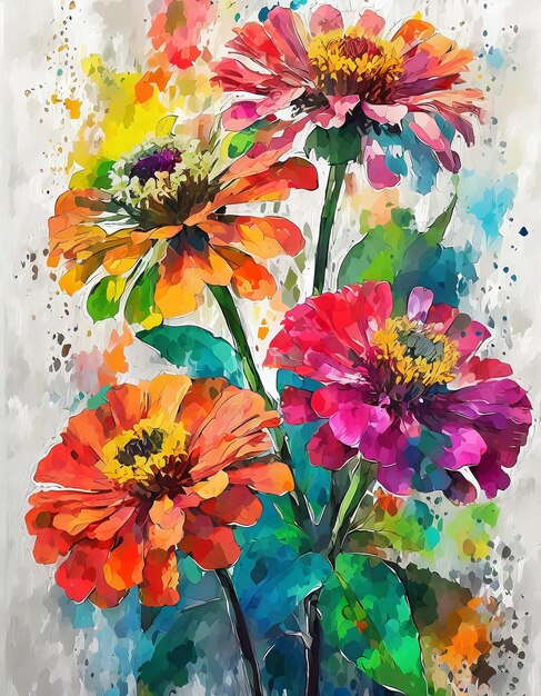 Ilustración de las flores de Zinnia