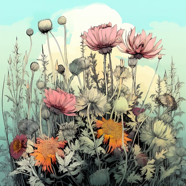 Ilustración de las flores