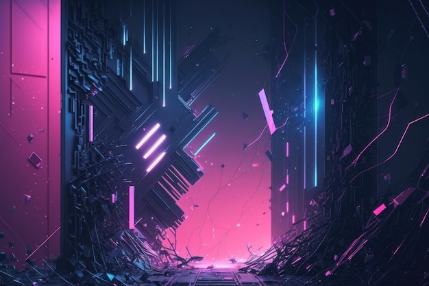 Una ilustración de un fondo abstracto cyberpunk Generación AI