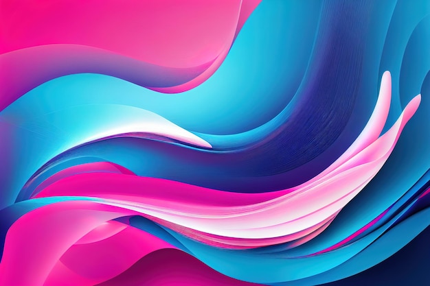Ilustración de fondo abstracto Formas onduladas de color rosa suave y azul Relieve ondulado abstracción arquitectónica decoración mínima IA generativa