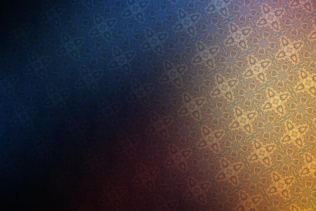 Ilustración de fondo abstracto con ornamento vintage en colores azul y amarillo