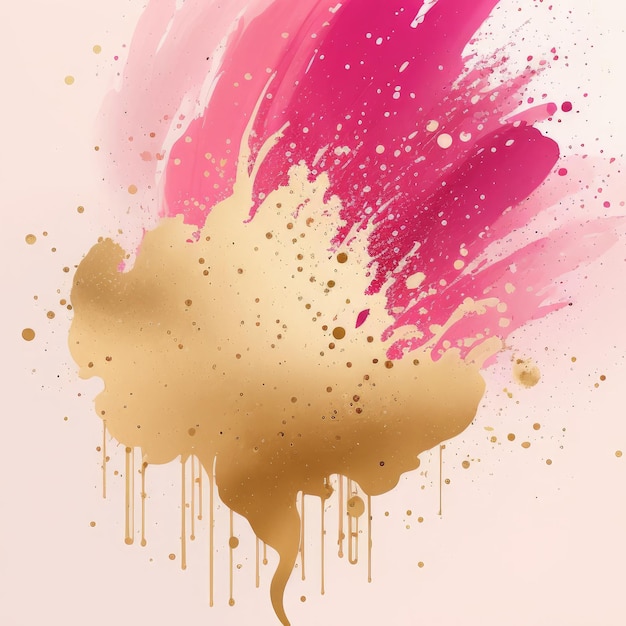 Ilustración de fondo de acuarela abstracta rosa y dorada AI generativo