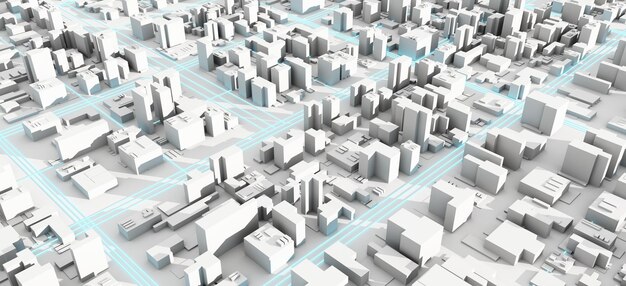 Ilustración de fondo arquitectónico panorámico urbano en 3D El centro de la ciudad