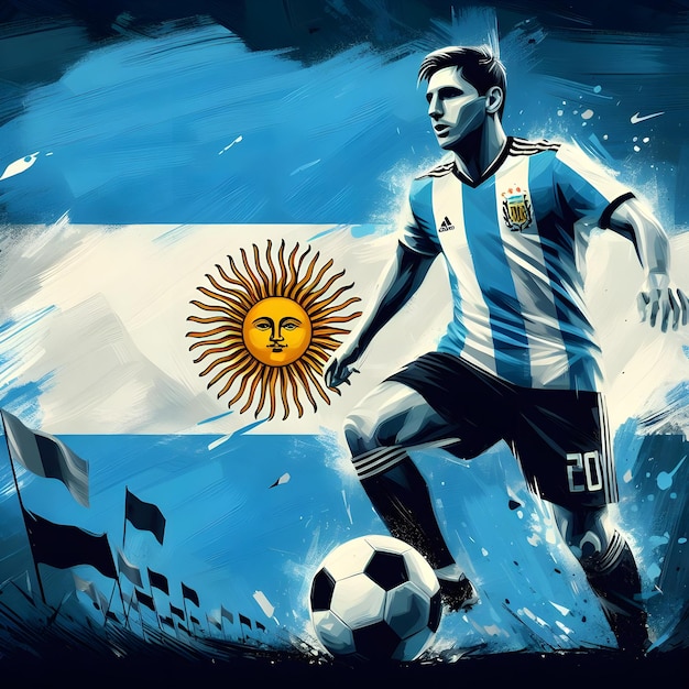 Foto ilustración de fondo de la bandera del fútbol argentino